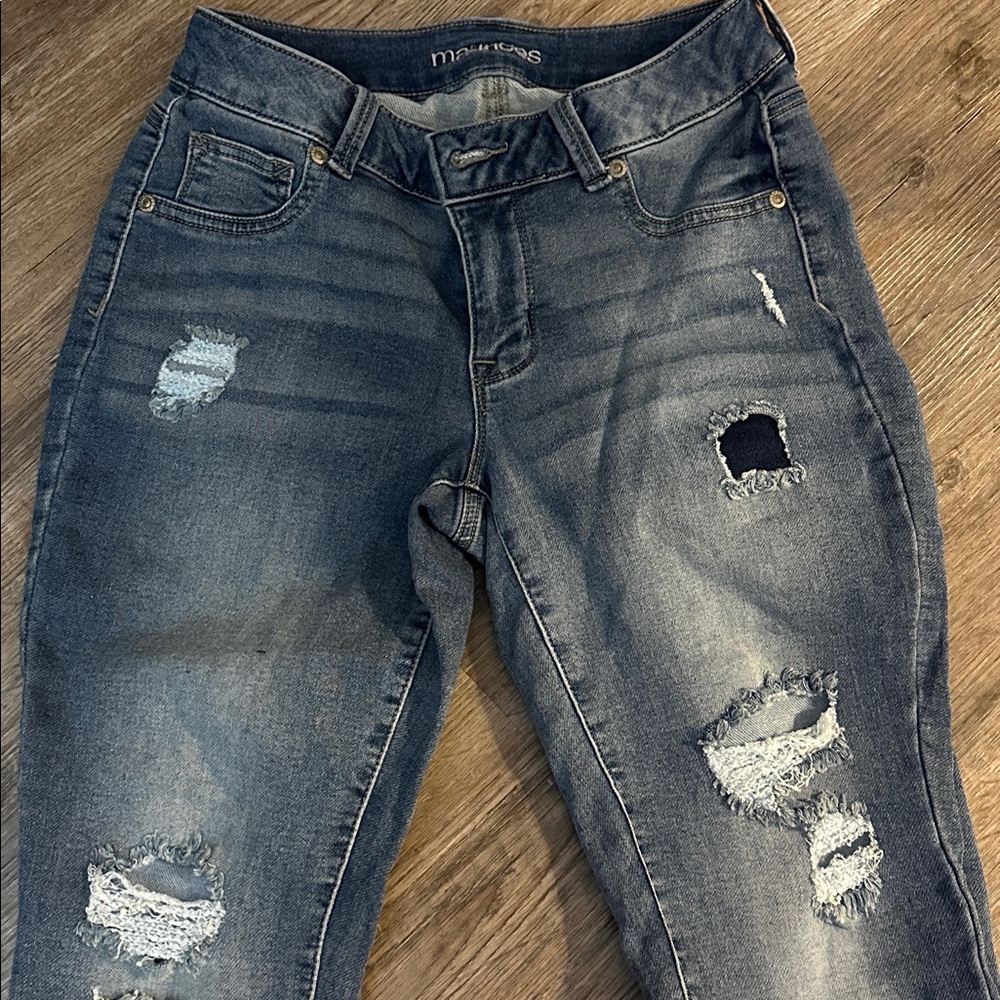 Maurices Ripped Blue Skinny Jeans